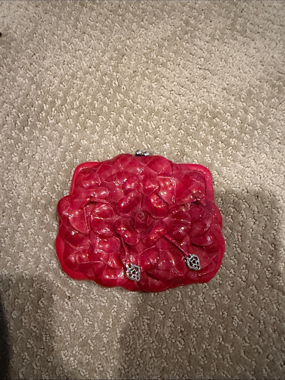 This Brighton Rosalie red leather rose purse